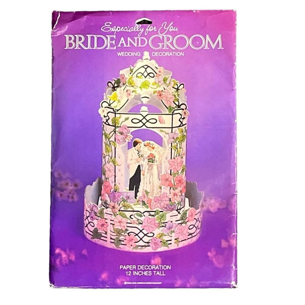 Vintage‎ American Greeting Bride Groom Paper Wedding Decoration 12" 70s Retro